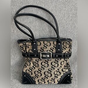 Sophia Caperelli Signature Black and Tan Tote Bag